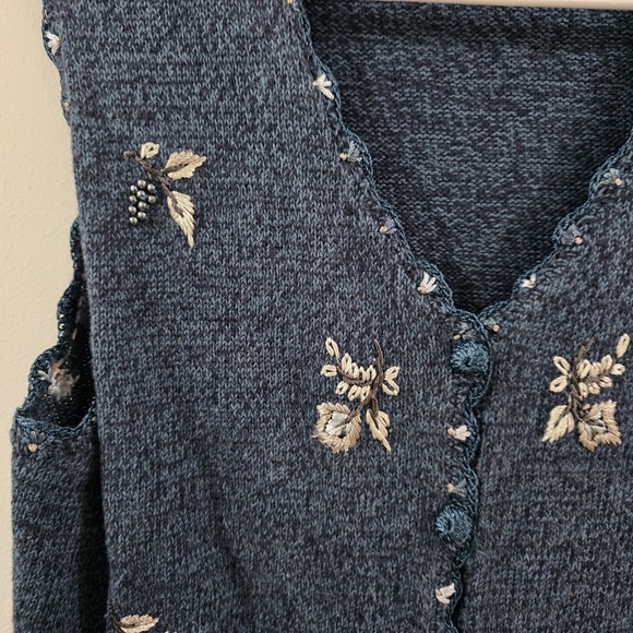 Hampshire Studio Womens Sweater Vest Size Small Beaded Floral Fairy Cottage - Picture 2 of 8